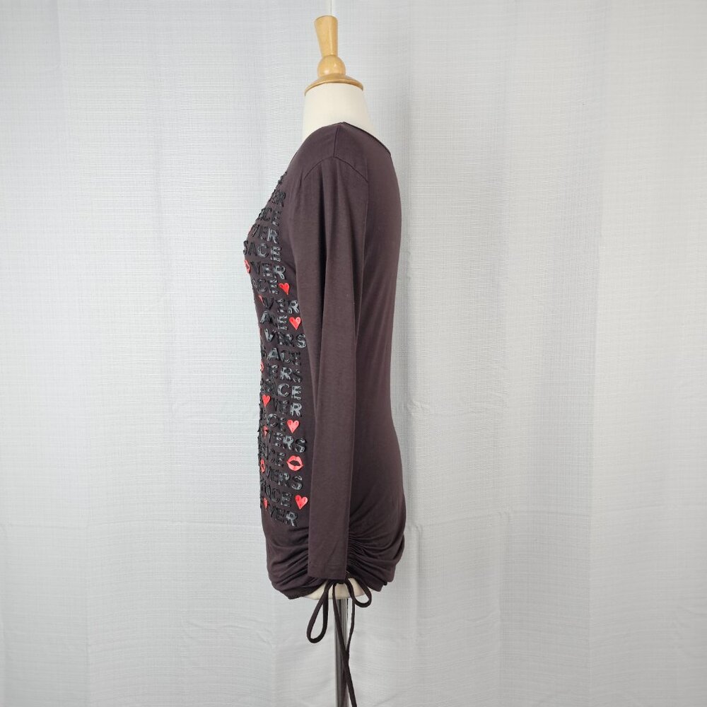 Versace Sequin Long Sleeve Ruched Side-Tie Top - Picture 6 of 10